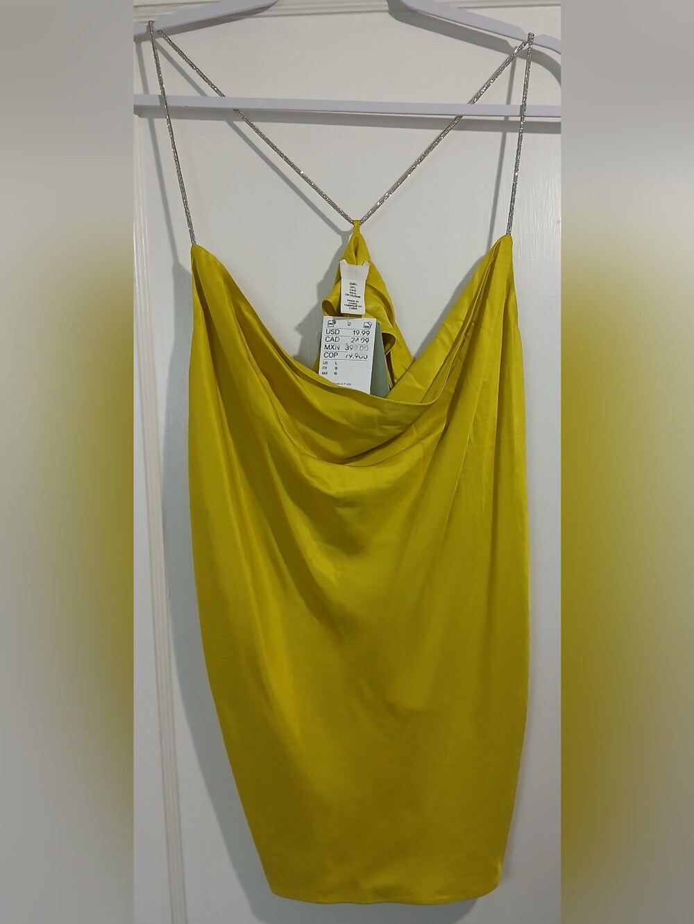 H&M Yellow Satin Cowl Neck Sleeveless Top - NWT - Picture 5 of 8